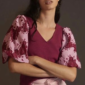 Gorgeous Dolan Wine and Pink Sweater Blouse. Size medium